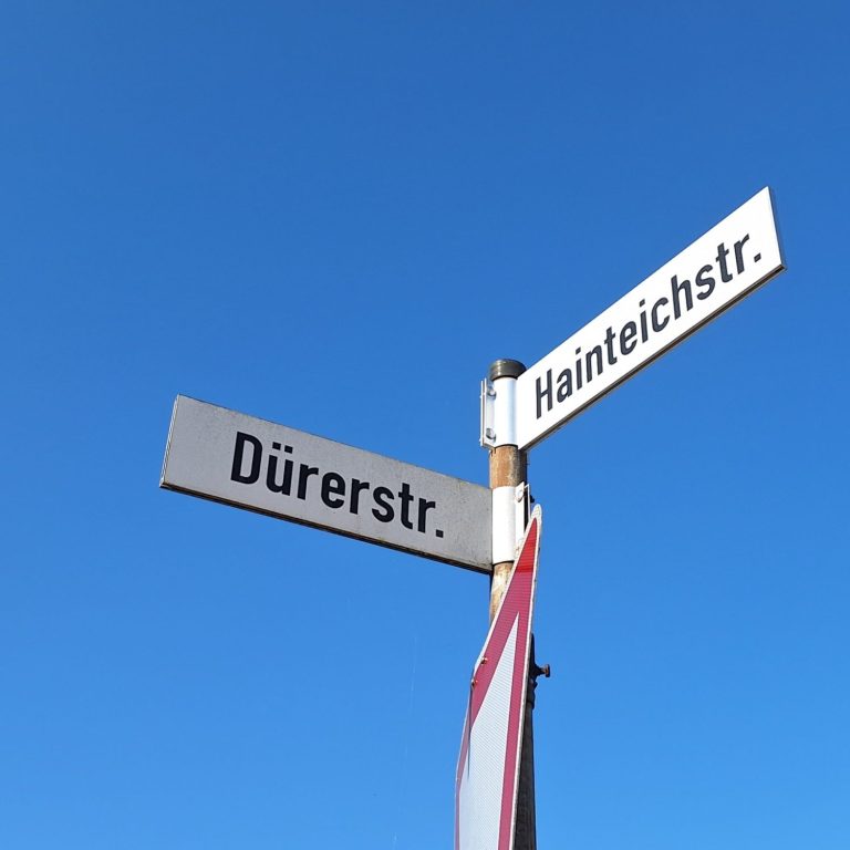 Foto der Straßenschilder Dürerstraße und Hainteichstraße